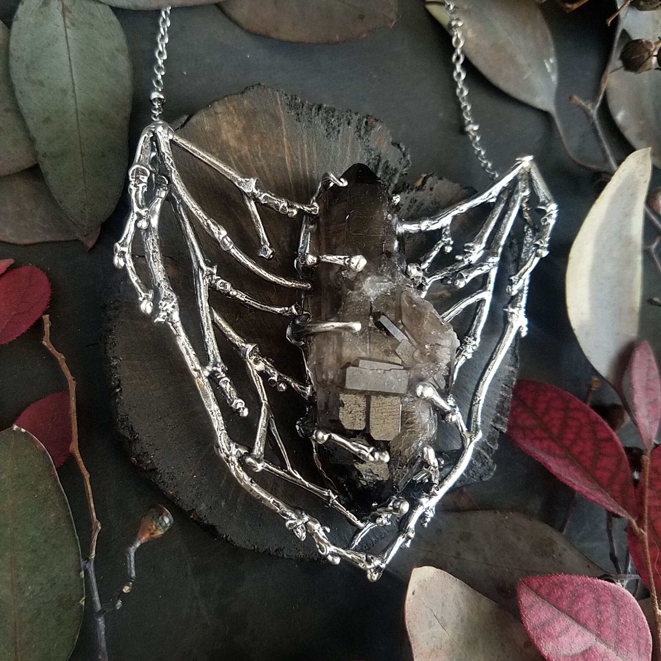 Black Crystal Vine Necklace